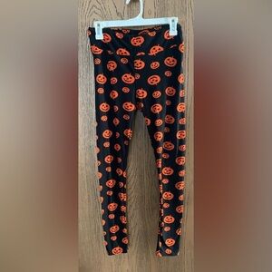 Spirit Kids Pumpkin Print Leggings - Black and Orange